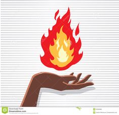 a hand holding a fire with flames coming out of it