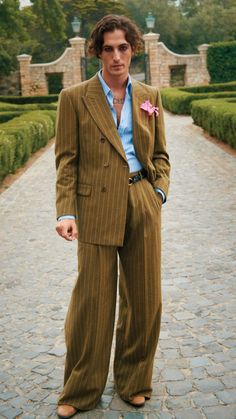 Old Money Outfits Ideas For Men | Old Money Aesthetic & 80s Men's Fashion | Men’s 80s Fashion (Style, Trends & Brands) | Old Money Outfits Men Inspo 1960s Mens Fashion Suits, Suit With Tank Top Men, European Suit Mens Fashion, Fun Formal Outfits Men, Vintage Style Suits Men, Funky Mens Wedding Attire, Vintage Prom Outfits For Men, Vintage Men’s Suit, 70s Formal Fashion Men