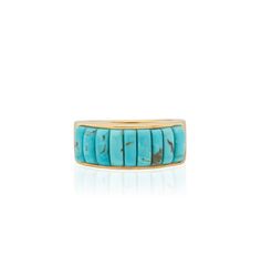 Rectangular Turquoise Multi-Stone Ring - Gold Western Turquoise Rings, Pearl And Turquoise Ring, Purim Costume, Turquoise Wedding Rings, Grey Sapphire, Bali Jewelry, Anna Beck, Modern Jewellery, Turquoise Wedding