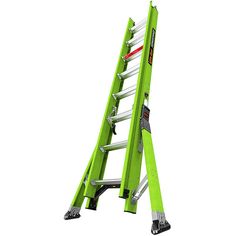 a green ladder is shown against a white background