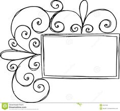 a black and white drawing of a frame with swirly designs on it, as well as