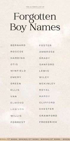 the cover of forgotten boy names