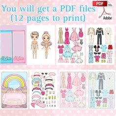 an image of barbie dolls and clothes for paper doll making pattern book pages to print