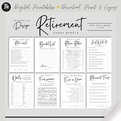 the digital printable wedding game is shown in black and white, with different font options