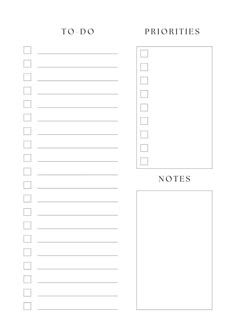 the printable to do list is shown in black and white, with two lines on each