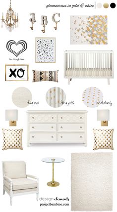 a white and gold nursery room