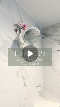 a shower head with the words how do's day and night clean your shower