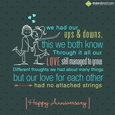 a happy anniversary card with an image of two people holding hands and the words, we had