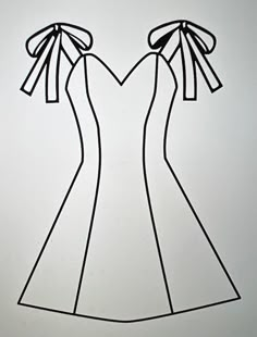 a drawing of a dress with bows on the back