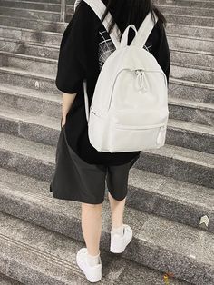 BirdinBag - Womens Minimalist Backpack: Perfect for Professionals & Urban Professionals Large Capacity Leather Backpack In Solid Color, Solid Leather Backpack With Large Capacity For Everyday, White Leather Student Backpack, Modern Student Backpack With Large Capacity, White Leather Standard Backpack For Students, Modern Large Capacity Backpack For Students, Everyday Solid Color Shoulder Bag For Back To School, Modern Backpack Bag, Modern Backpack For Students