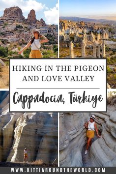 cappadocaa, turkey hiking in the pigeon and love valley with text overlay