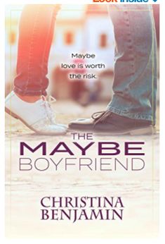 the maybe boyfriend book cover with two people standing next to each other and one person's legs crossed