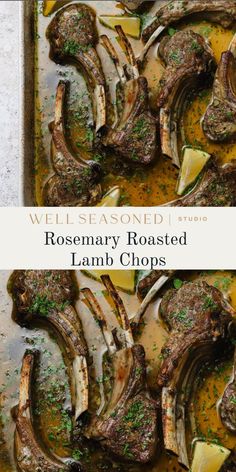 rosemary roasted lamb chops on a baking sheet