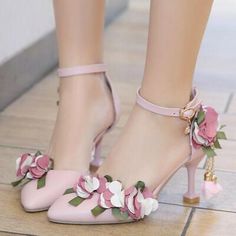 If you are not satisfied when you receive your item. Flower Wedding Shoes, Wedding Shoes High Heels, Hak Tinggi, Flowers Bride, Wedding High Heels, Strap High Heels, Sweet Flowers, Ankle Sandals, Ankle Strap High Heels