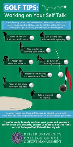 the golf tips poster is shown in green and blue colors, with instructions on how to use