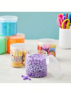 Containers for Slime and Them Some: Store and organize everyday products such as buttons, beads, arts and crafts supplies, clay, nail art supplies, and glitter with these plastic jars with lids; great for slime and a whole lot moreClear Design: These clear plastic jars with lids allow you to easily view the contents inside, making them the ideal container for storing small knick-knacks and charms and of course...slimeReliable Quality: These small jars for slime are made of quality plastic with t Kids Diy Crafts, Plastic Jars With Lids, Craft Organization Diy, Slime Containers, Slime Ingredients, Small Parts Organizer, Plastic Containers With Lids, Small Item Storage, Toy Storage Boxes