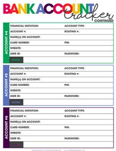 the bank account form is shown in purple and green, with black lettering on it