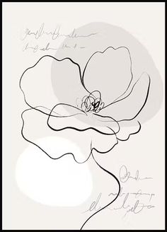 a black and white drawing of a flower