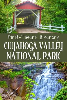 the first - timers library in cuyahoga valley national park is located at the foot of a waterfall