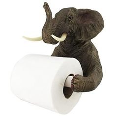 an elephant holding a roll of toilet paper