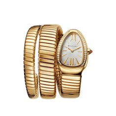 Serpenti Tubogas Watch 101923 | Bulgari Serpenti Tubogas Watch, Bulgari Watch, Bvlgari Serpenti, Golden Girl, Yellow Gold Bracelet, Titanic, Watch Design, Quartz Movement, Gold Watch