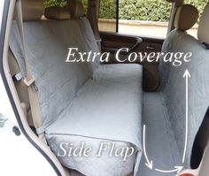 the inside of a car with an extra cover and side flaps on each side