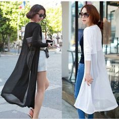 Top Seller for Women Boho Chiffon Splice Long Maxi Open Cardigan Shirt Jacket Kimono Coat, Fashion women's Coats Jackets Coat Cape, Chiffon Cardigan, Kimono Coat, Larp Costume, Chiffon Fashion, Soft Clothes, Clothes Outfits, Long Maxi, Women's Summer Fashion