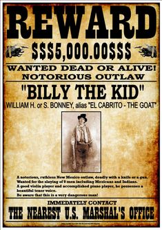 the wanted poster for billy the kid's reward $ 5, 000 00osss