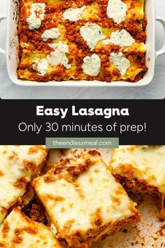 lasagna casserole with cheese and sauce on top