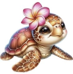 a drawing of a turtle with a flower on it's head is shown in this image