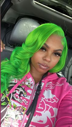 Hair Color Streaks, Green Wig, Frontal Hairstyles, Baddie Hairstyles