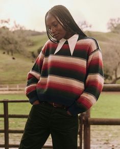 This beloved pullover is crafted in a soft wool yarn spun into a rich palette of painterly stripes.  It is intended to fit slightly boxy and cropped, with exaggerated voluminous sleeves that taper into a fitted rib cuff.  75% Baby Alpaca, 25% Polyamide Hand Wash Cold, Lay Flat to Dry  Import Scented Body Oils, Voluminous Sleeves, Denim Hat, The Bubble, Kids Outerwear, Baby Alpaca, Soft Wool, Knit Shirt, Wool Yarn