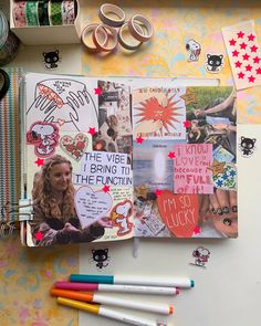 an assortment of crafting supplies on a table