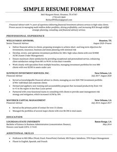 a simple resume for an it professional