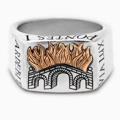 Burning Bridges Signet – Digby & Iona Bridge Tattoo, Digby And Iona, Burning Bridges, Light The Way, All The Small Things, Coin Ring, Hand Cast, Oxidized Sterling Silver, Signet Ring