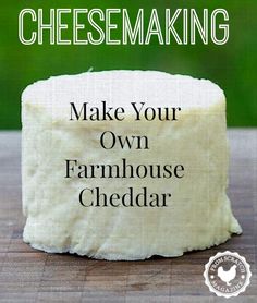 cheese making with the words make your own farmhouse house cheddar on top of it