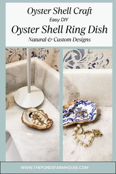 oyster shell ring dish and other items on the counter