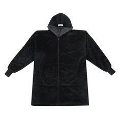 Soft and Comfortable Wearable Blanket: durable and high-quality sherpa and microfleece-lined blanket sweater perfect for staying warm and cozy during winter or cold weather. Size: one size.  Color: Black.  Gender: unisex.  Age Group: adult. Comfortable Black Fleece Hoodie, Black Cozy Fleece Hoodie, The Comfy Sweatshirt Blanket, Ultra Soft & Cozy Blanket Sweatshirt, Black Soft-washed Hooded Hoodie, Blanket Sweater, Blanket Black, Wearable Blanket, Comfy Hoodies