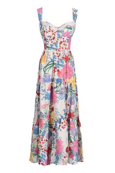 Description: We'd twirl all day in this flowy floral dress, perfect for a chic summer outfit. This polyester-blend creation, flaunting multicolored flowers, is an ideal choice for a beach event. The romantic sleeveless midi dress from our boutique features a sweetheart neckline, fixed suspender shoulder straps, and a hidden side zipper for a seamless, secure fit. The fitted bodice is subtly gathered at the waist, flowing into a voluminous skirt that grazes the ankle. Ready with your sandals, sun Summer Vacation Dresses, Multicolored Flowers, Vacation Dresses Beach, Flowy Floral Dress, Voluminous Skirt, Chic Summer Outfits, Maxi Sundress, Vacation Dress, Floral Sundress