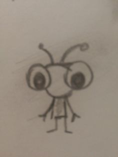 a drawing of a bug with big eyes