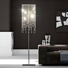 Crystal Floor Lamp for Bedroom Vertical Glass Square Lamp-living-room-1 | Sofary Crystal And Black Lamp, Bling Floor Lamp, Glass Crystals Floor Lamp, Crystal Touch Lamp, Floor Lamp For Bedroom, Floor Candelabra, Led Floor Lights, Square Lamp, Cheap Floor Lamps