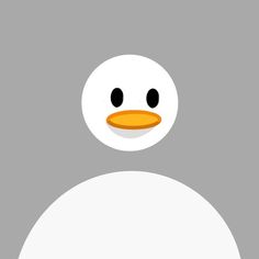 a white duck with black eyes and an orange beak is standing in front of a gray background