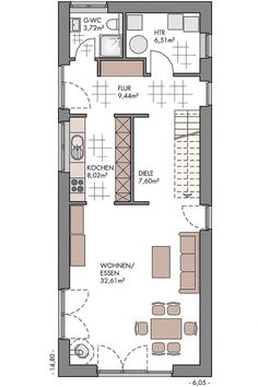 the floor plan for a two bedroom apartment with an attached kitchen and living room area