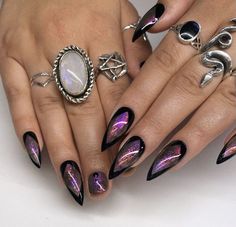 Stiletto Nails Designs Classy, Ballerina Acrylic Nails, Stilleto Nails Designs, Glass Nails Art, Witchy Nails, Long Stiletto Nails, Long Stiletto, Punk Nails, Gothic Nails