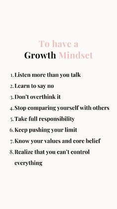 a poster with the words to have a growth mindset