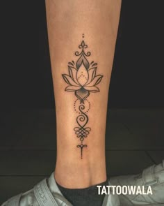 “If you know how to make good use of the mud, you can grow beautiful lotuses.” Lotus Flower With Leaves Tattoo, Lotus Flower Tattoo With Unalome, Unalome Tattoo With Lotus Flower, Lotus Flower Growing From Mud Tattoo, Lotus Flower Namaste Tattoo, Trishul Tattoo Designs, Flower Thigh Tattoos, Floral Thigh Tattoos, True Tattoo