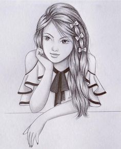 Cool Sketch Ideas Fruit Art Drawings, Girl Drawing Easy, Pencil Drawings Of Girls, Drawing Eyes, Drawing Hair