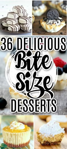 the cover of 35 delicious bite size desserts