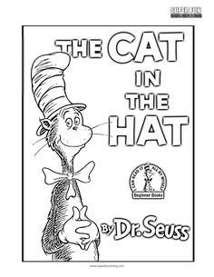 the cat in the hat coloring page with dr seuss's name on it