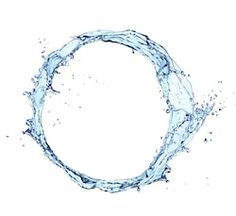 the letter o is made up of water splashing around it's edges and forming a circle